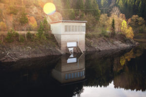 Dam building of mountain lake. Okertalsperre, Okerstausee, National Park Harz in Germany Dam building of mountain lake. Okertalsperre, Okerstausee, National Park Harz in Germany